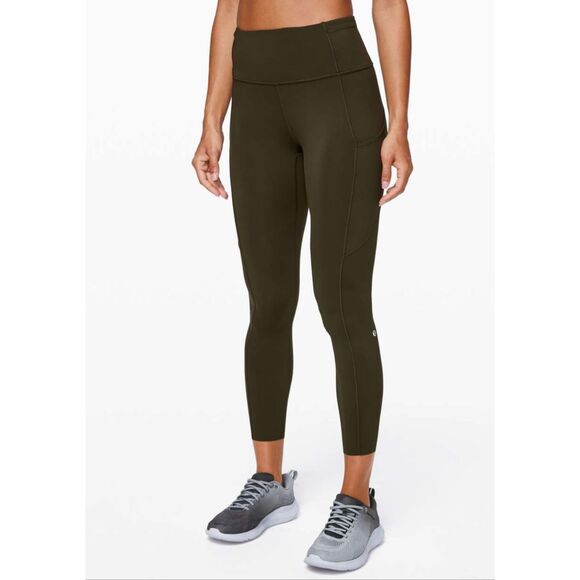 Lululemon 4 / XS Fast and Free Tight II 25" Non-Reflective Nulux Dark Olive - Picture 1 of 10